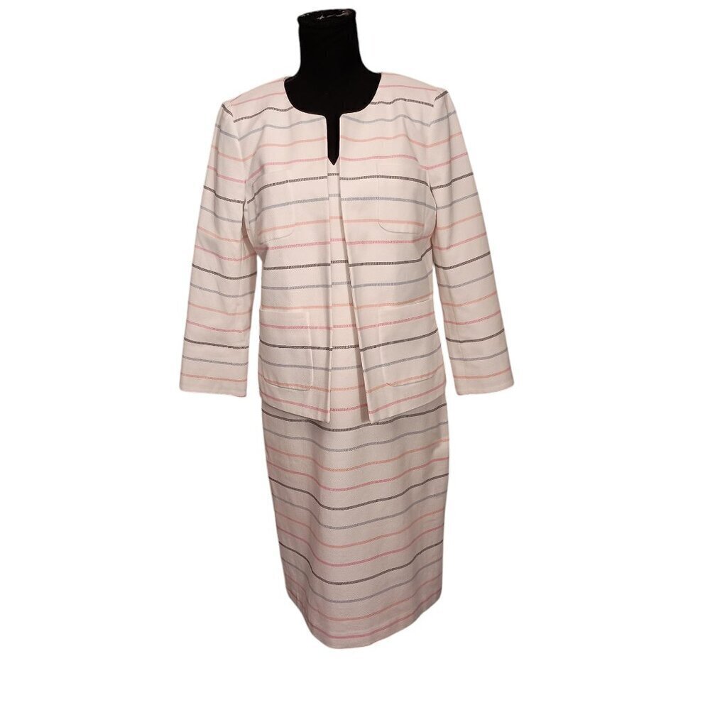 Talbots Striped Women's Coat Dress Long Sleeve Jacket Sleeveless Dress Size 4/6